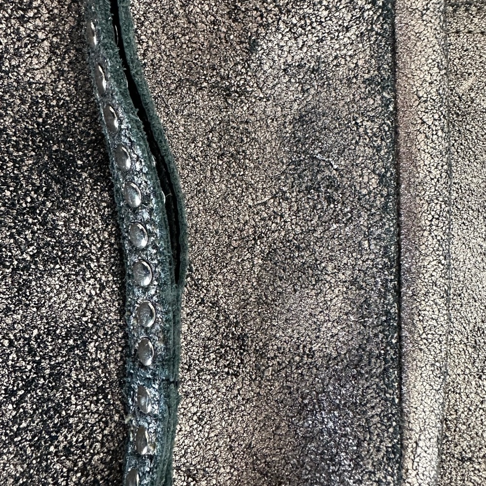 B. Makowsky Metallic Bronze Leather Large Hobo Shoulder Bag with Studded Handle - Picture 3 of 16